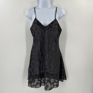 Vintage VS Gold Label M Gray Sheer Babydoll Slip Coquette Balletcore Goth Fairy